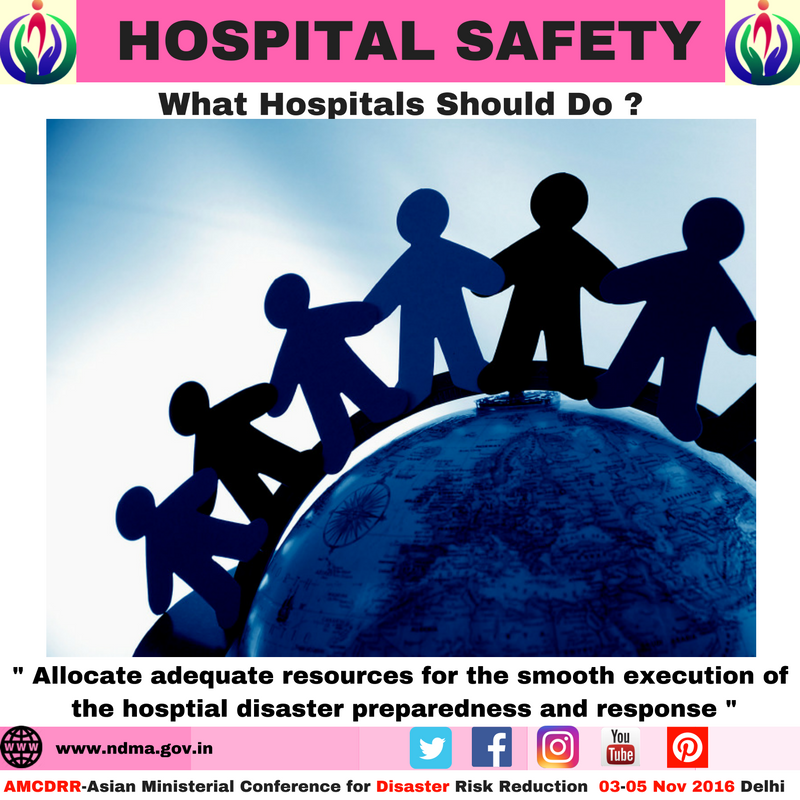 Allocate adequate resources for the smooth execution of the hospital disaster preparedness and response